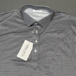 Collars and Co Dress Collar Polo Shirt Mens Large Relaxed Black White NEW